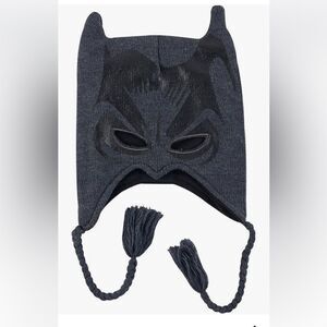 DC Comics Batman Dark Knight Grey/Bleck Knit Super Hero Beanie w/Eyeholes EUC OS
